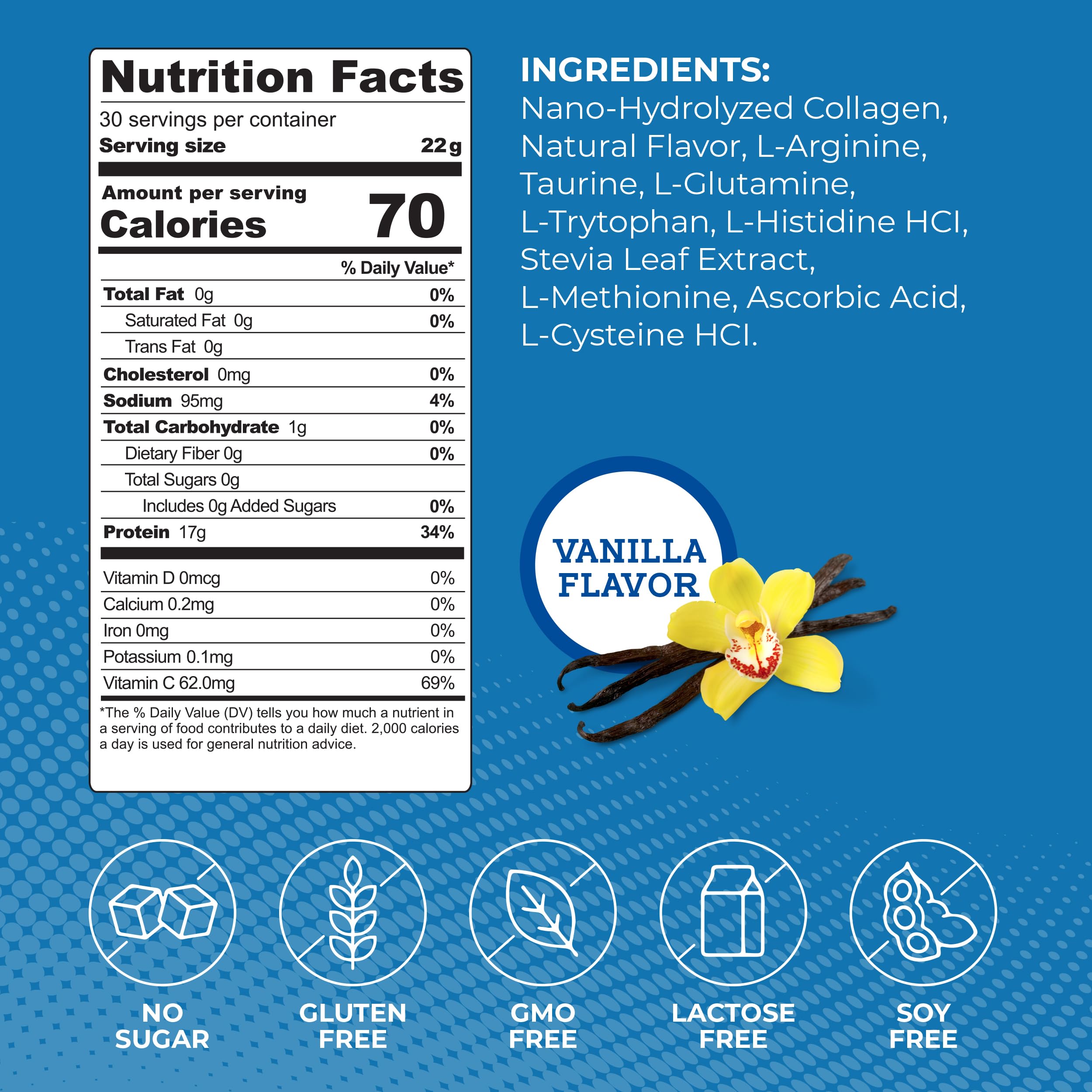 ProT Gold Collagen Protein Powder Vanilla, 23 oz | 30 Servings, 17g Protein, Gluten Free