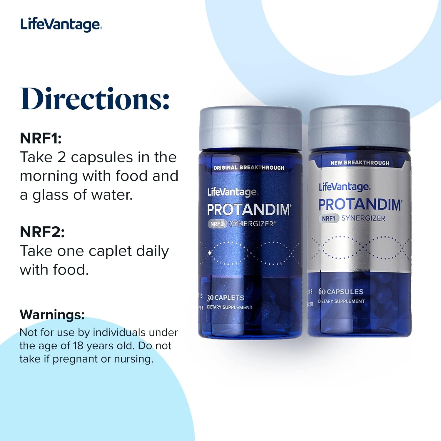 LifeVantage Protandim Dual Synergizer NRF1 + NRF2 Activators – Cellular Energy & Healthy Aging (60 NRF1 + 30 NRF2 Caps)