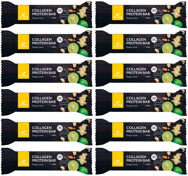 12 x Foodin Collagen Protein Bar Ginger Lime - 50g
