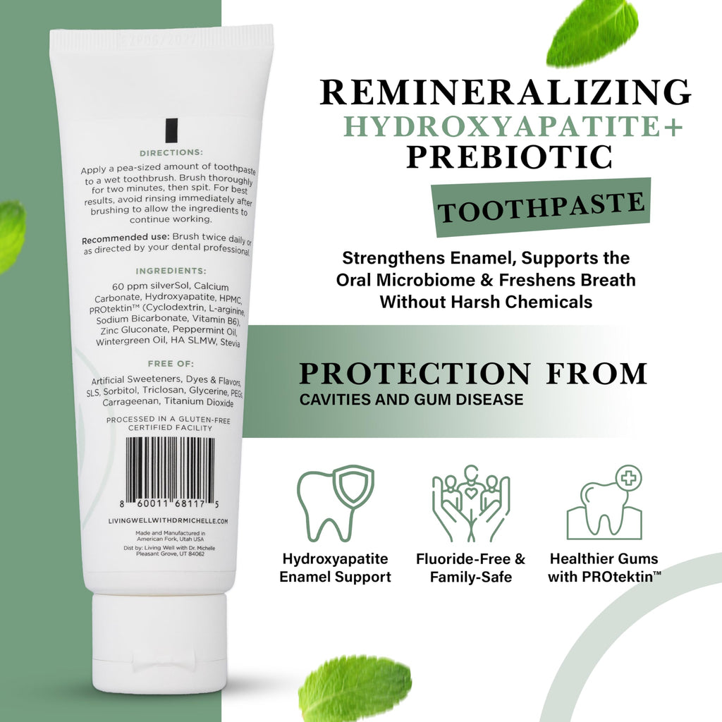 Hydroxyapatite Toothpaste – Fluoride-Free Remineralizing Formula with PROtektin – Mint, 4 oz