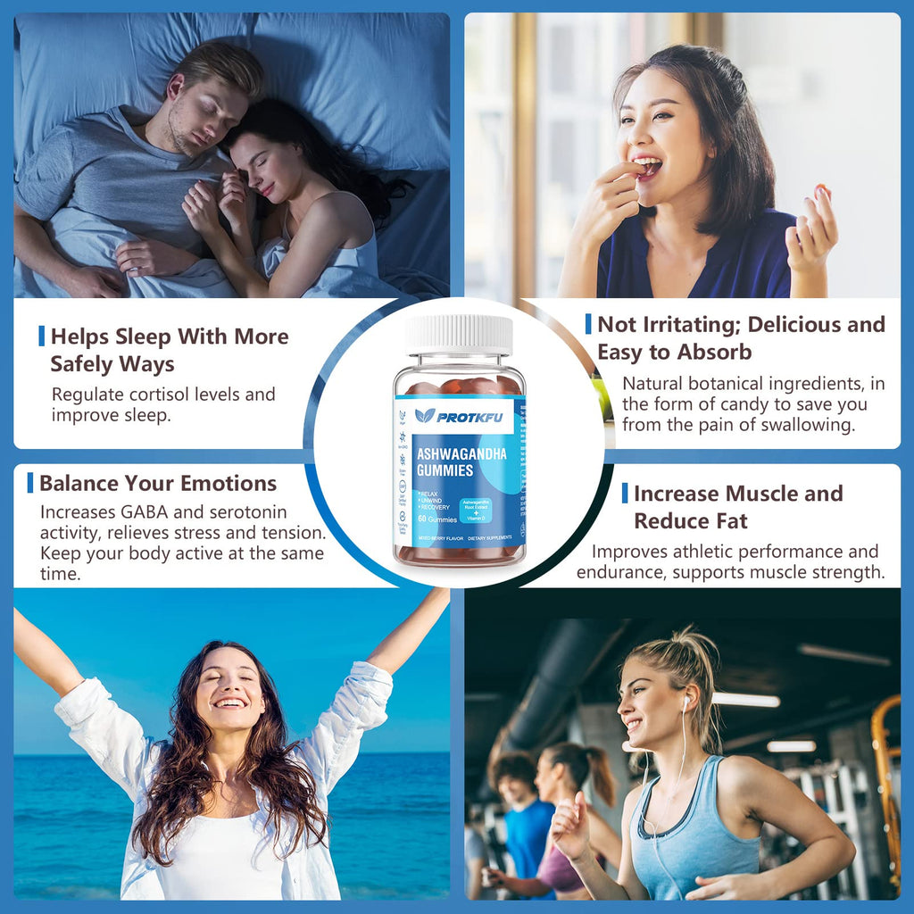 ProTKFU 2 Pack Ashwagandha & Vitamin D3 Gummies – Sleep & Stress Support