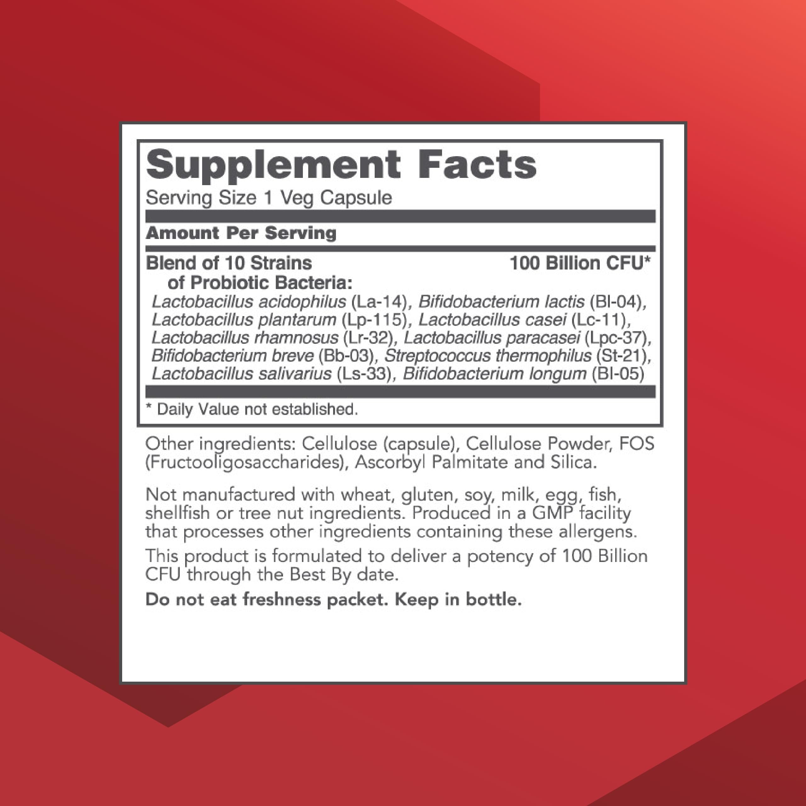 Proto Dophilus 100 Billion Probiotic – 10 Strains | Digestive Health & Detox (30 Veg Caps)