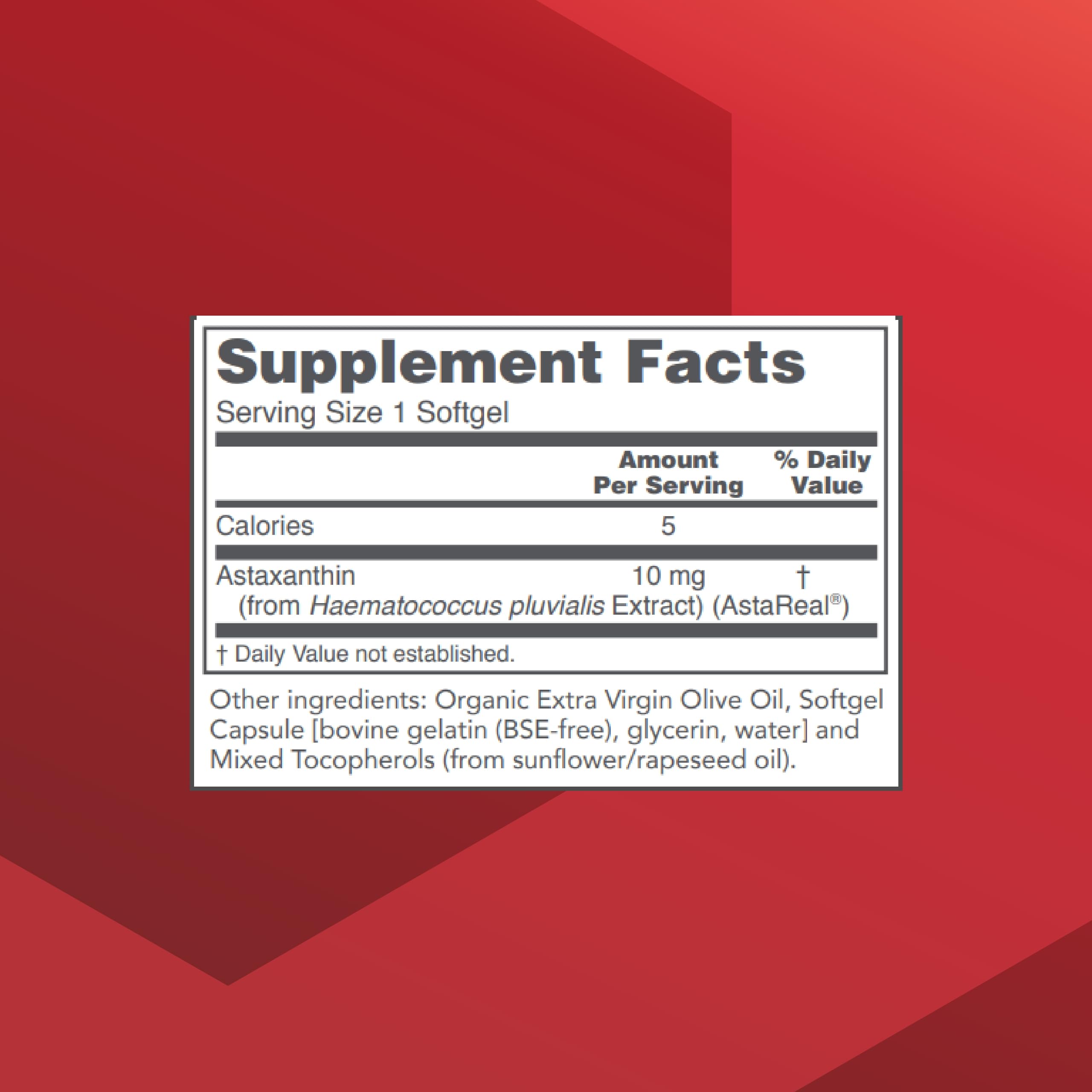 Protocol Astaxanthin 10mg Softgels – Supports Cellular Health* – Non-GMO & Dairy Free – 60 Softgels