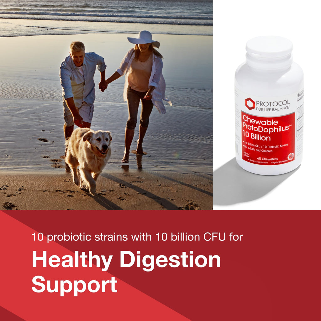 Protocol Chewable Protodophilus - 10 Billion CFU Probiotic | 60 Chewables, Vegan & Halal