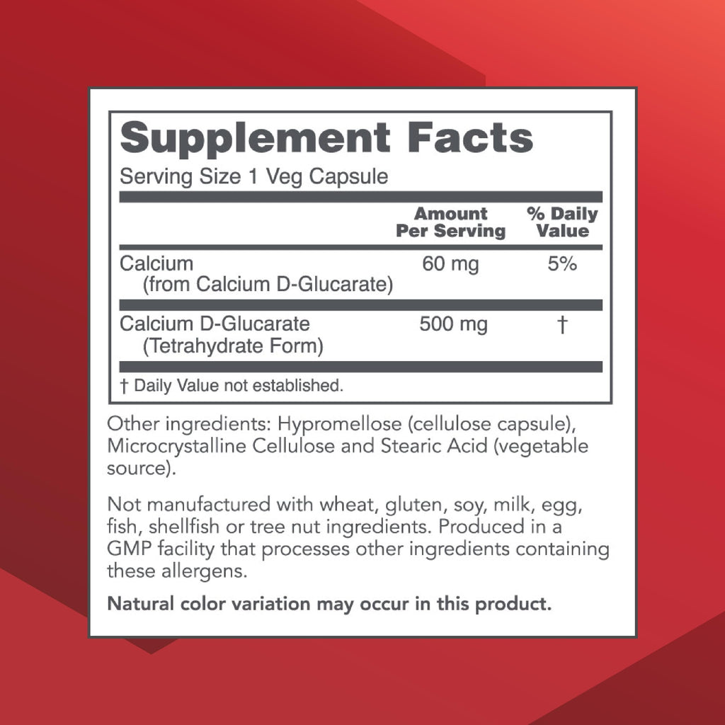 Calcium D-Glucarate 500mg Detox Support – Non-GMO, Dairy Free | Protocol for Life Balance