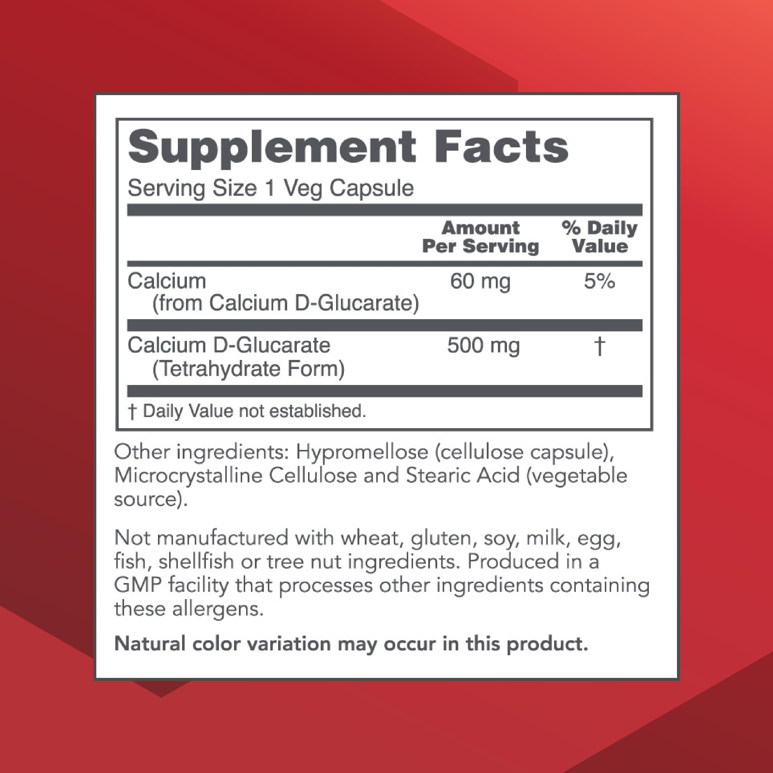 Calcium D-Glucarate 500mg Detox Support – Non-GMO, Dairy Free | Protocol for Life Balance
