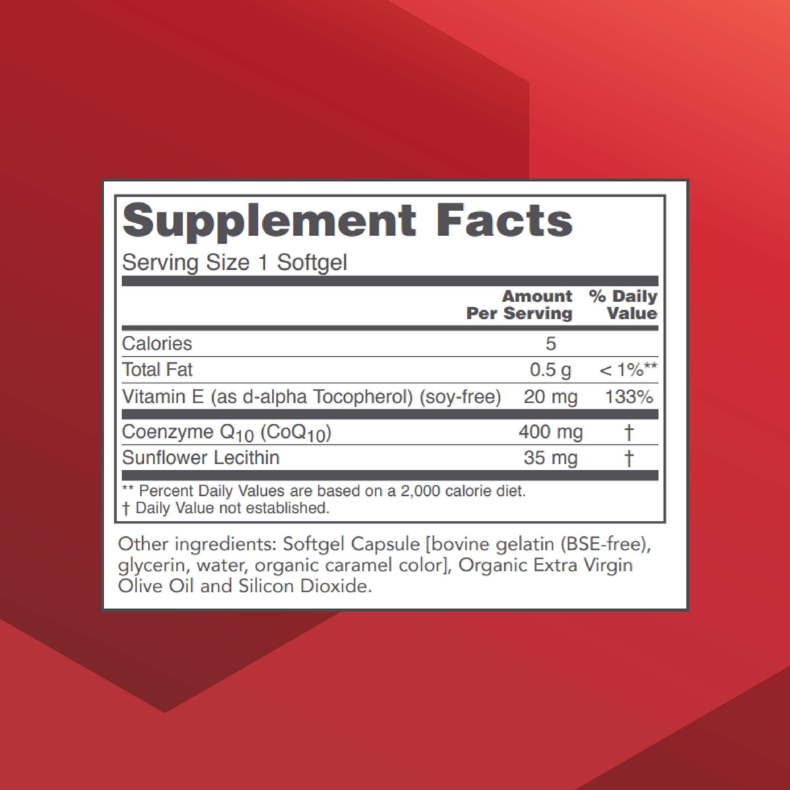 CoQ10 400mg with Vitamin E & Soy Lecithin - Protocol For Life Balance | 60 Softgels