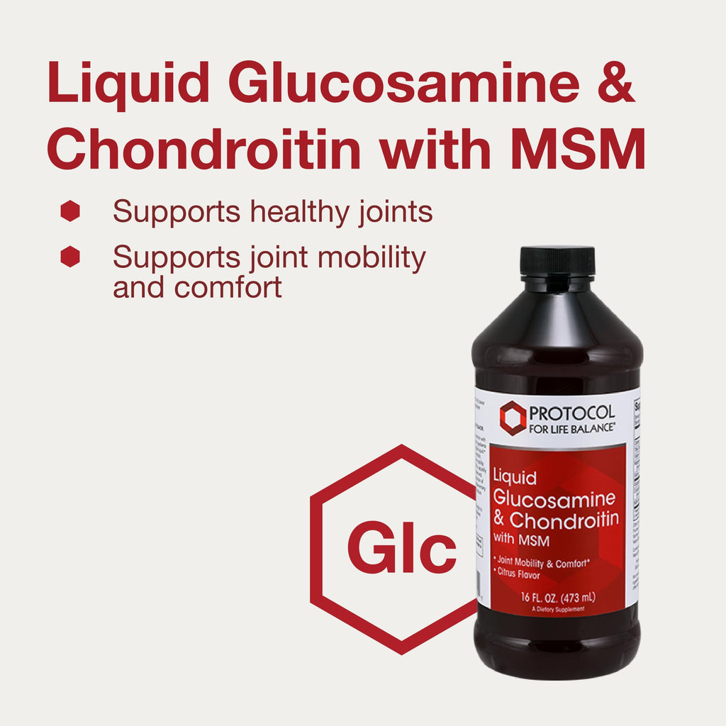 Protocol for Life Balance Liquid Glucosamine & Chondroitin with MSM – Joint Support – Egg Free, Dairy Free – 16 fl oz
