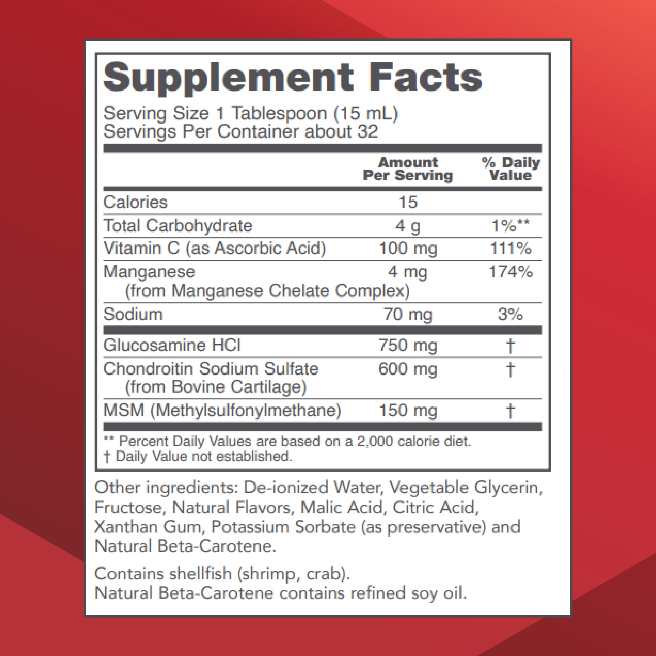 Protocol for Life Balance Liquid Glucosamine & Chondroitin with MSM – Joint Support – Egg Free, Dairy Free – 16 fl oz