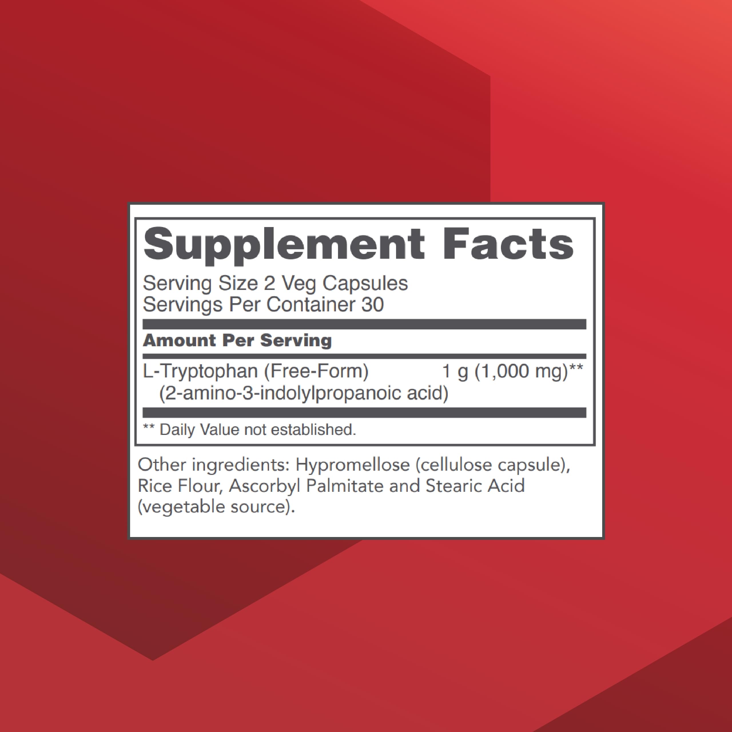 L-Tryptophan 500mg - Stress Relief & Relaxation | Protocol for Life Balance 60 Veg Caps