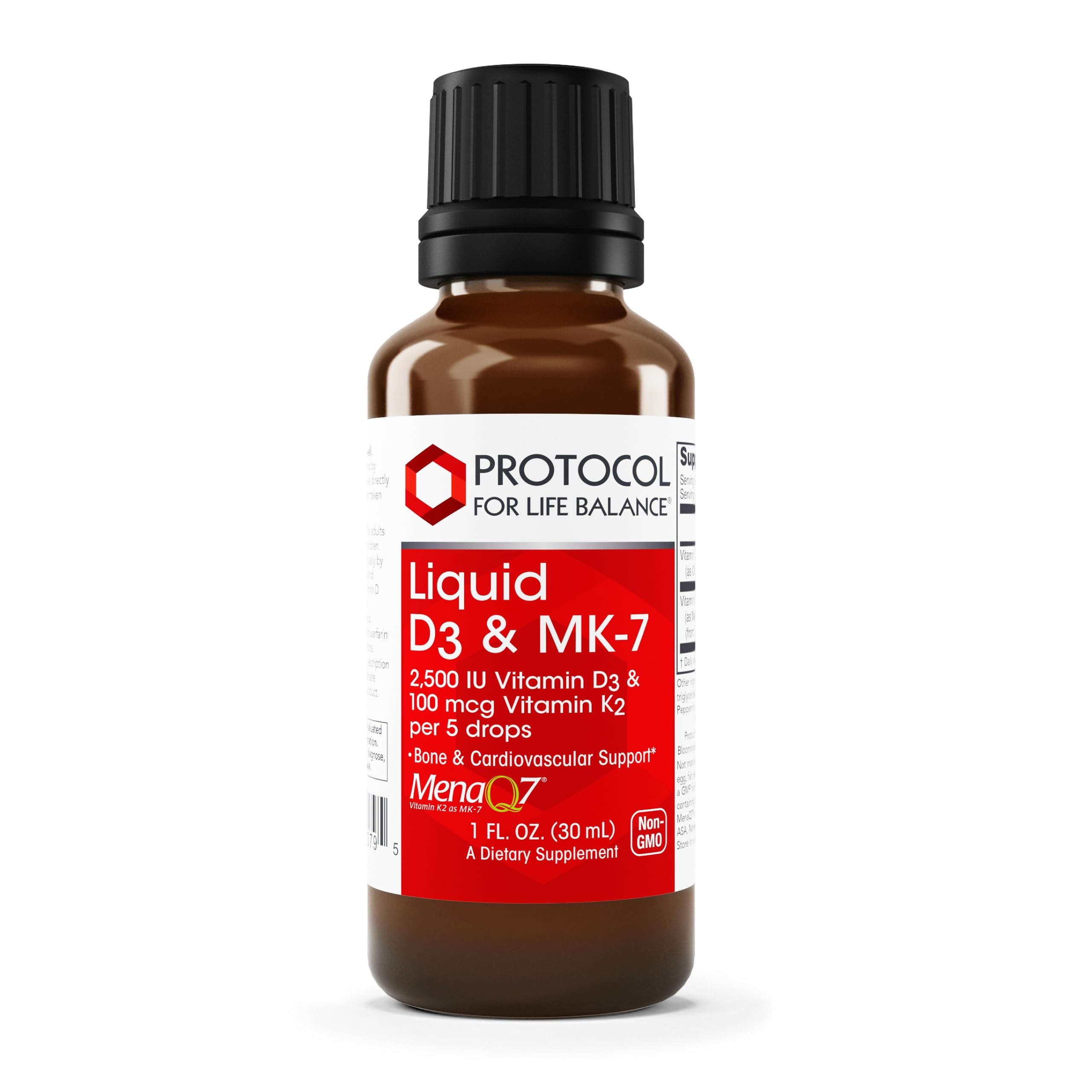 Protocol For Life Balance: Liquid D3 + MK-7 (2500 IU D3, 100 mcg MK-7) – 1 fl oz