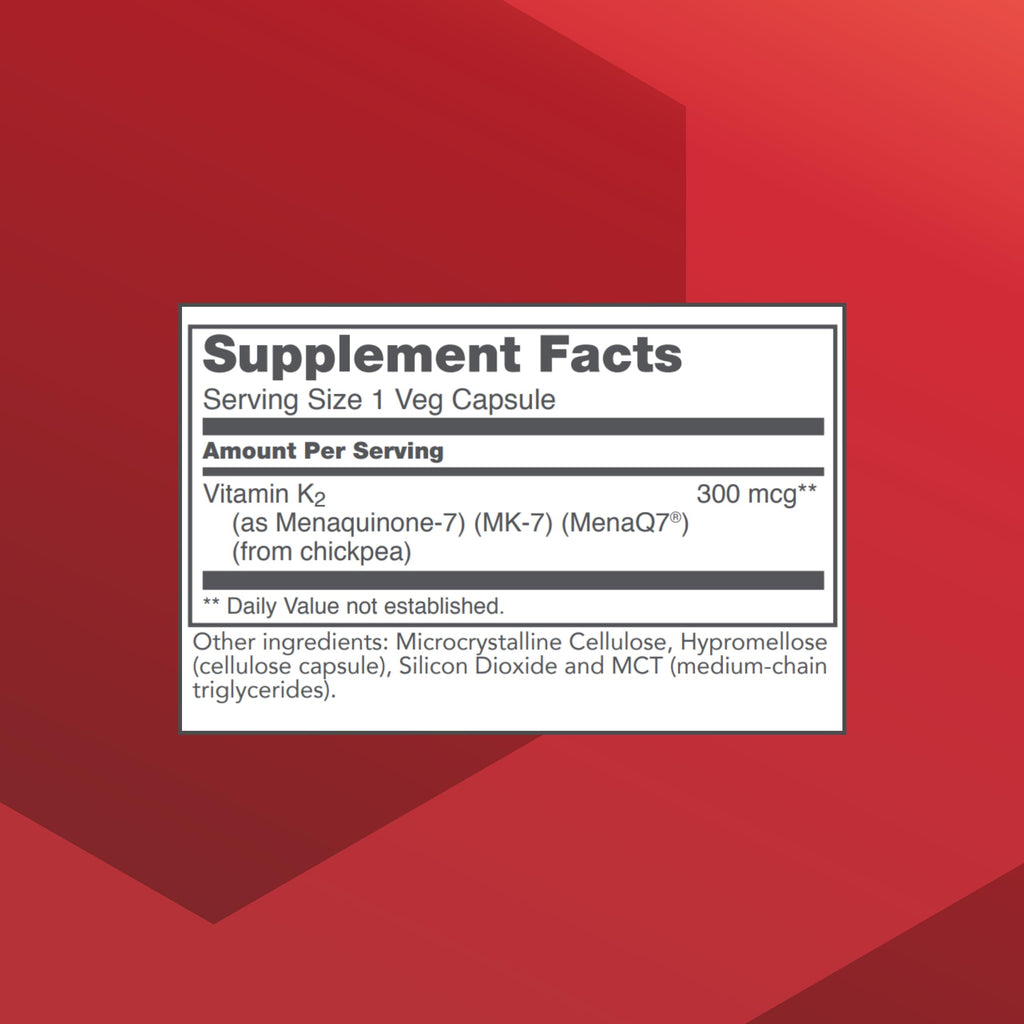 Protocol For Life Balance MK-7 Vitamin K2 300mcg - Extra Strength - 60 Veg Capsules (Non-GMO & Vegan)