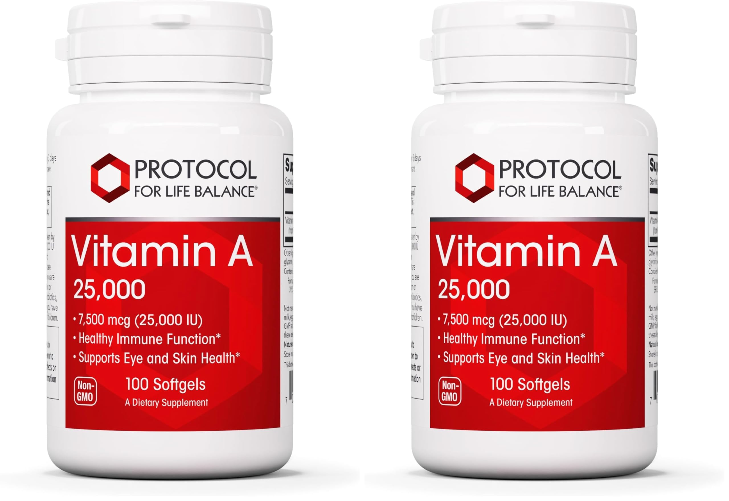 Vitamin A 25,000 IU - Eye & Immune Health | Protocol For Life Balance | 100 Softgels (2-Pack)