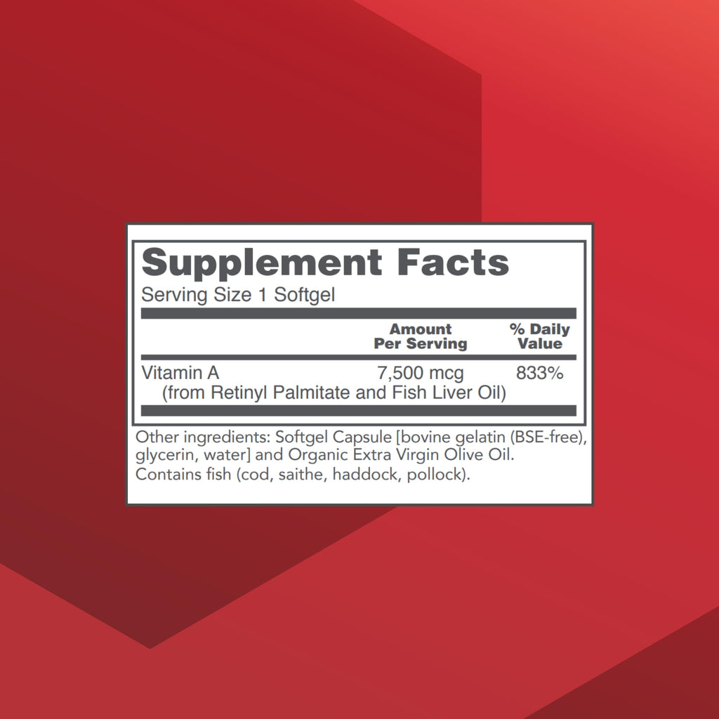 Vitamin A 25,000 IU - Eye & Immune Health | Protocol For Life Balance | 100 Softgels (2-Pack)