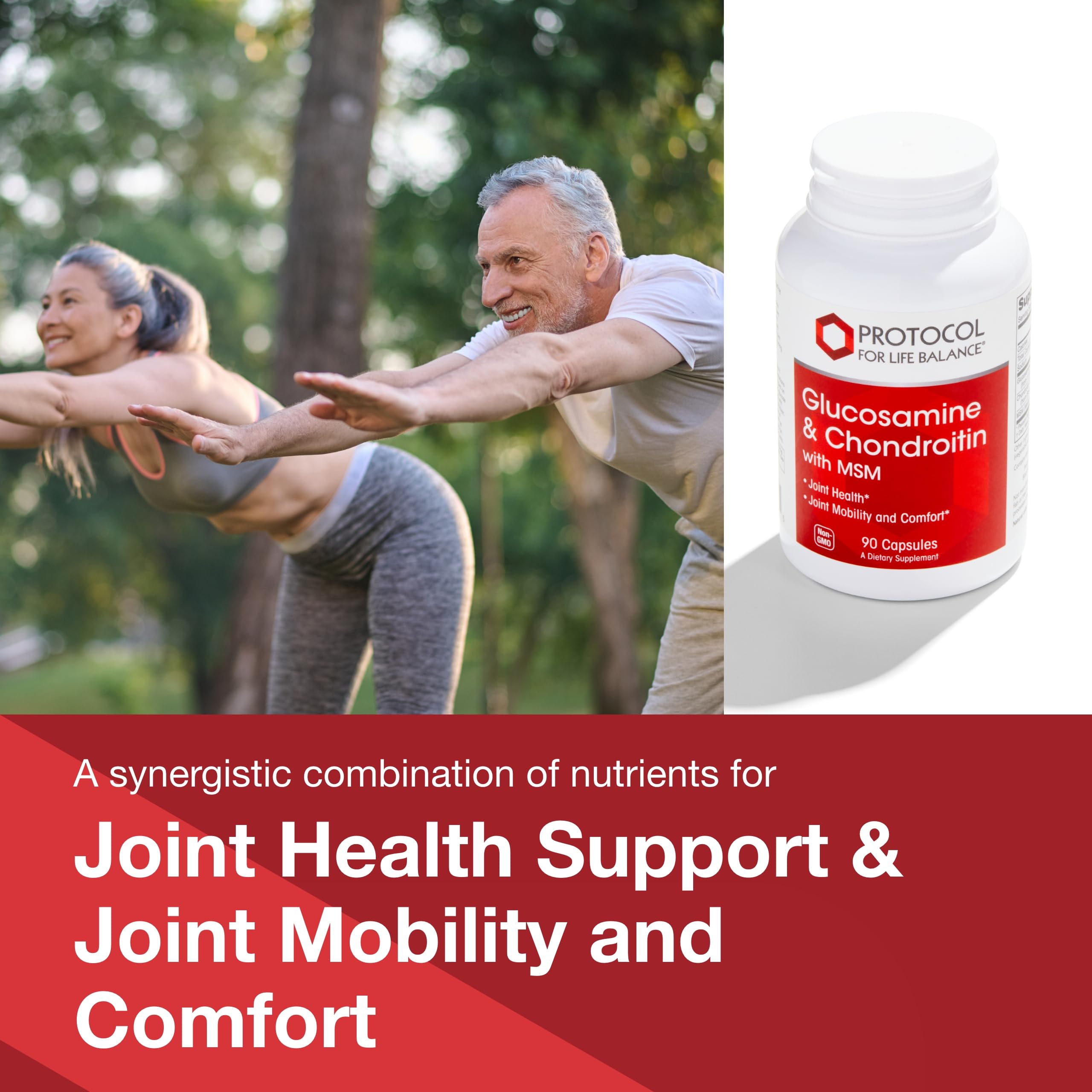 Protocol Glucosamine & Chondroitin with MSM - Joint Support* - 90 Veg Caps - Non-GMO & Dairy Free