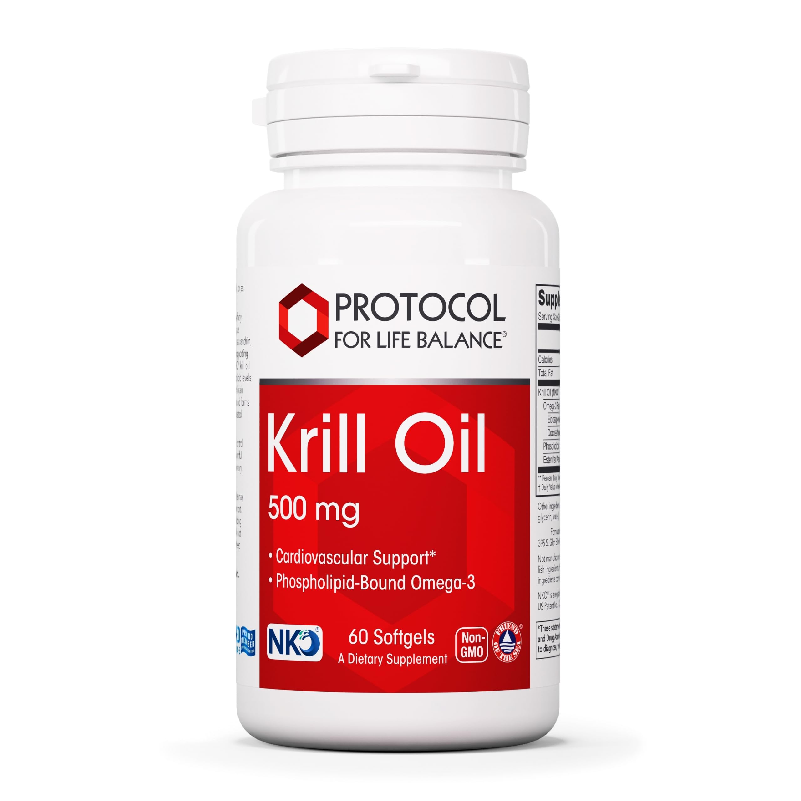 Protocol Krill Oil 500mg - Krill Oil Supplement with DHA & EPA - Astaxanthin - 60 Softgels - Non-GMO & Halal