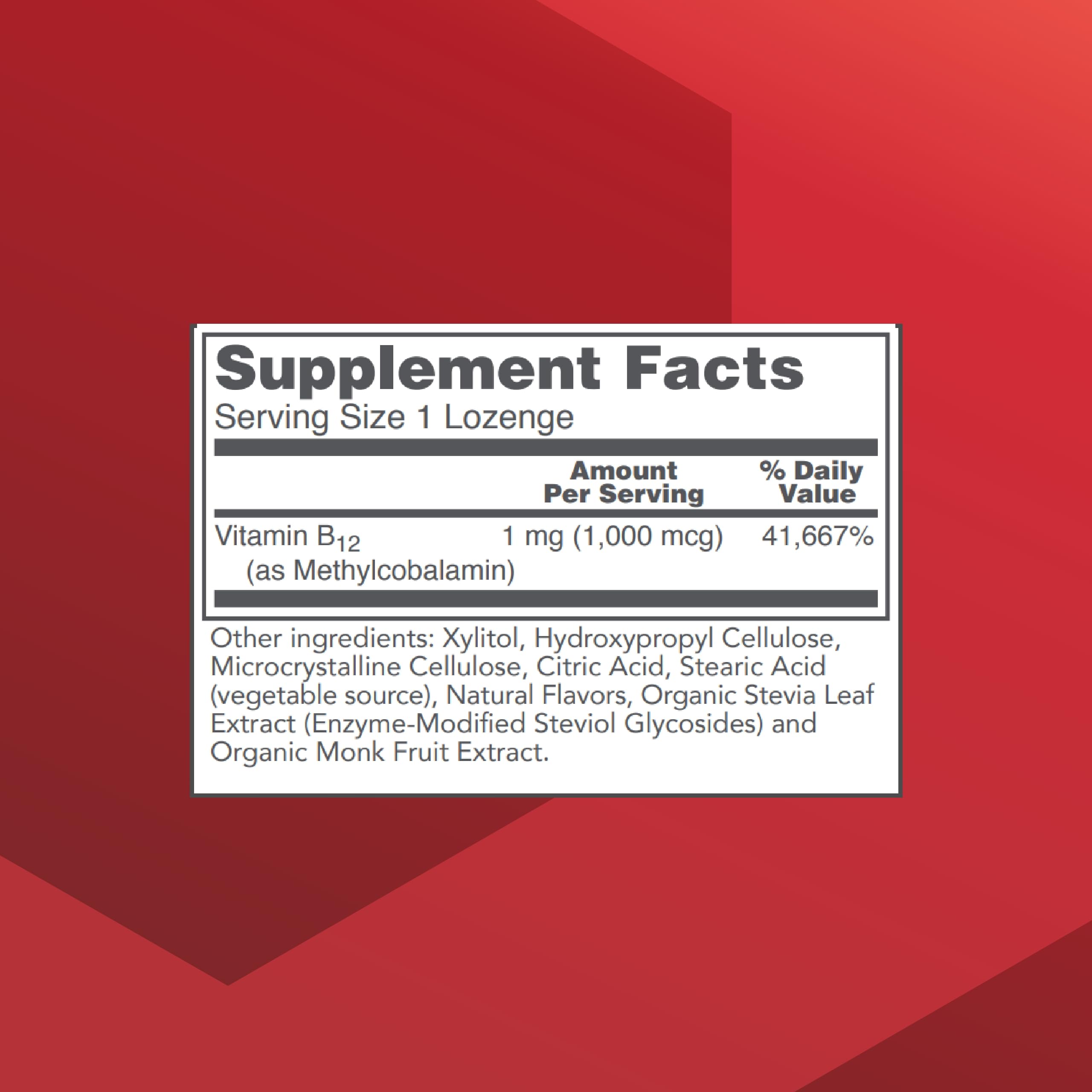 Protocol for Life Balance Methyl B12 1,000mcg – Brain Health & Nervous System Support – Kosher, Halal & Vegan | 100 Lozenges