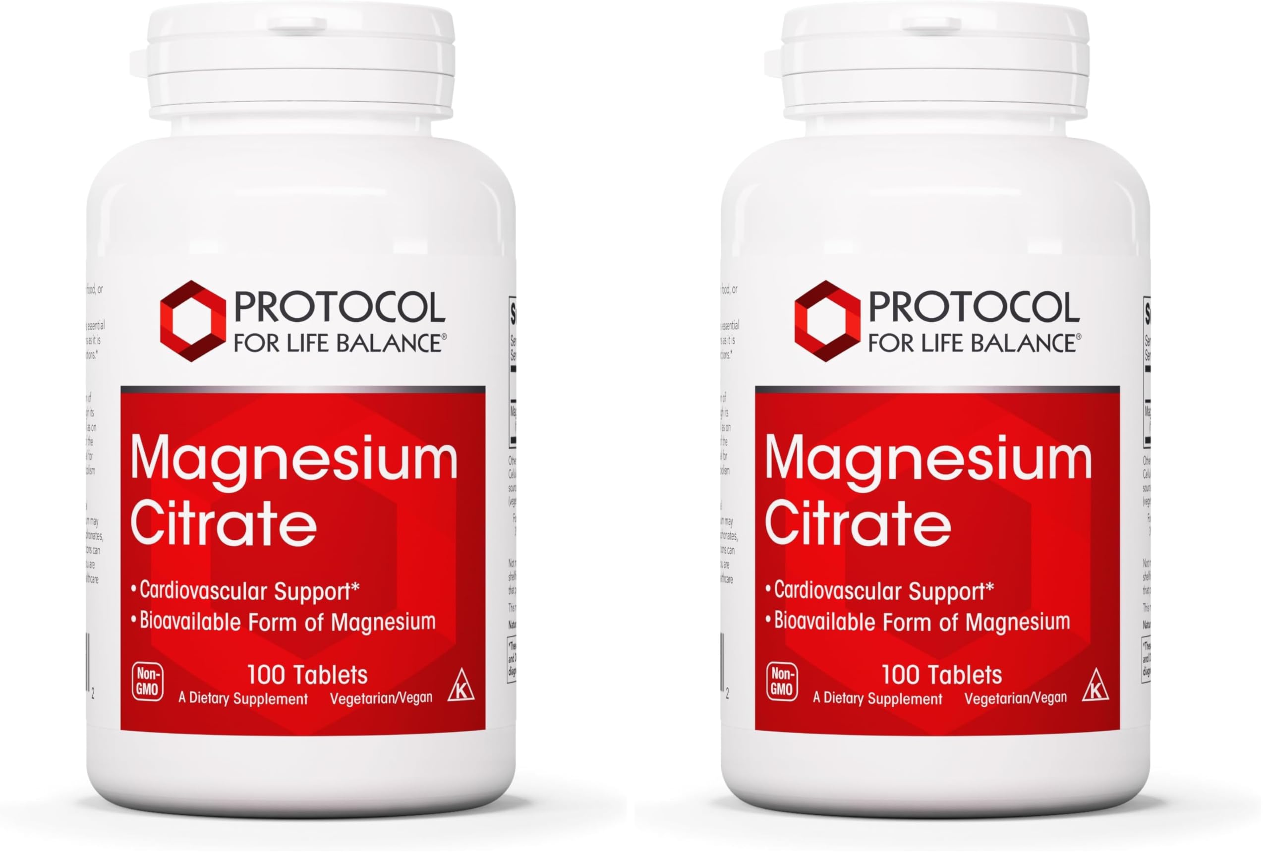 Magnesium Citrate 400mg – Heart Health & Bone Support | Protocol for Life Balance | Vegan, Kosher & Halal | 100 Tabs (Pack of 2)