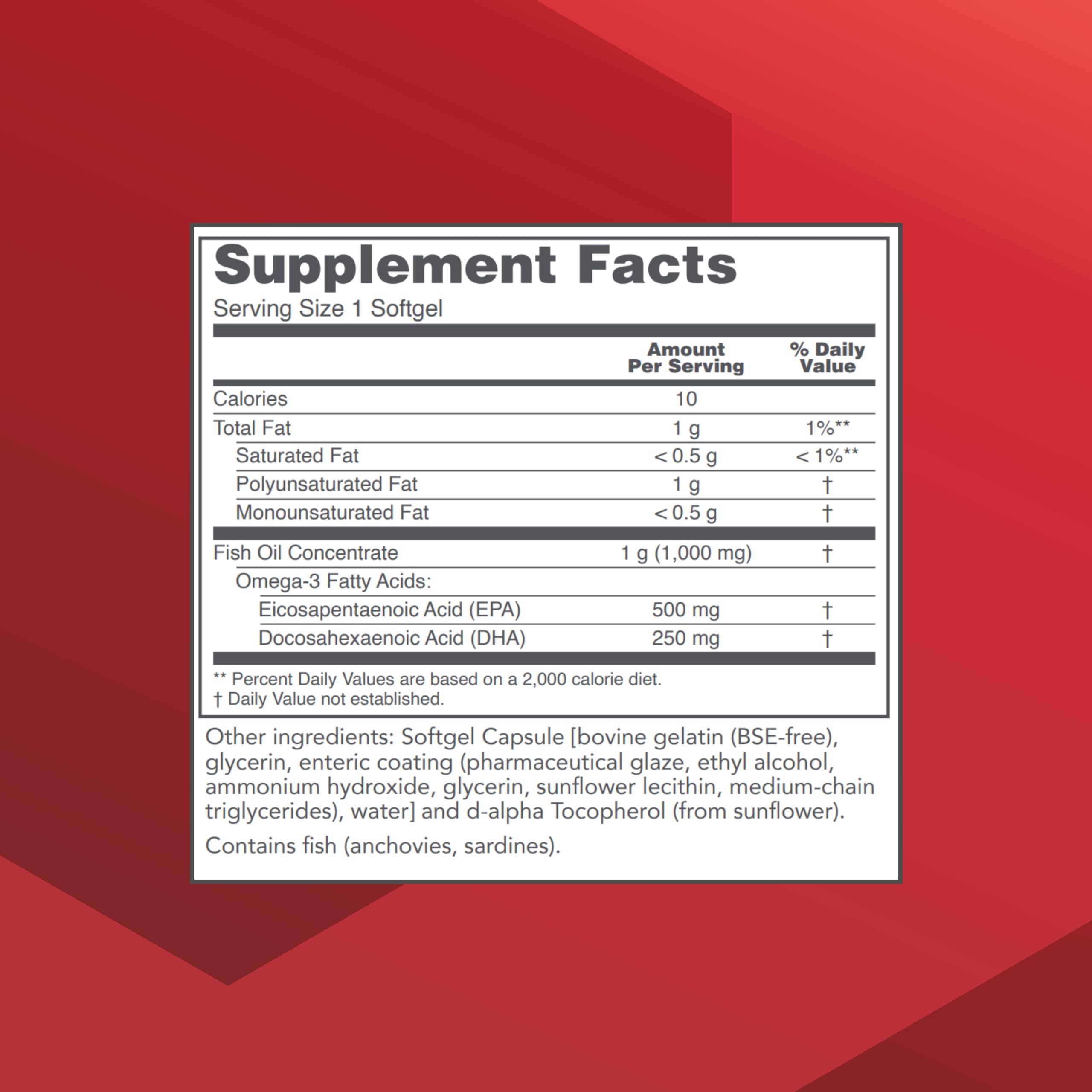PROTOCOL FOR LIFE BALANCE Ultra Omega-3 500mg EPA/250mg DHA – Fish Oil for Brain & Heart Health, Non-GMO & Halal, 90 Softgels