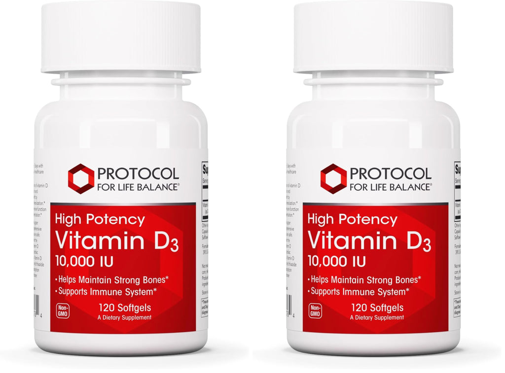 Vitamin D3 10,000 IU – Immune Support & Bone Health (Pack of 2) | Protocol For Life Balance