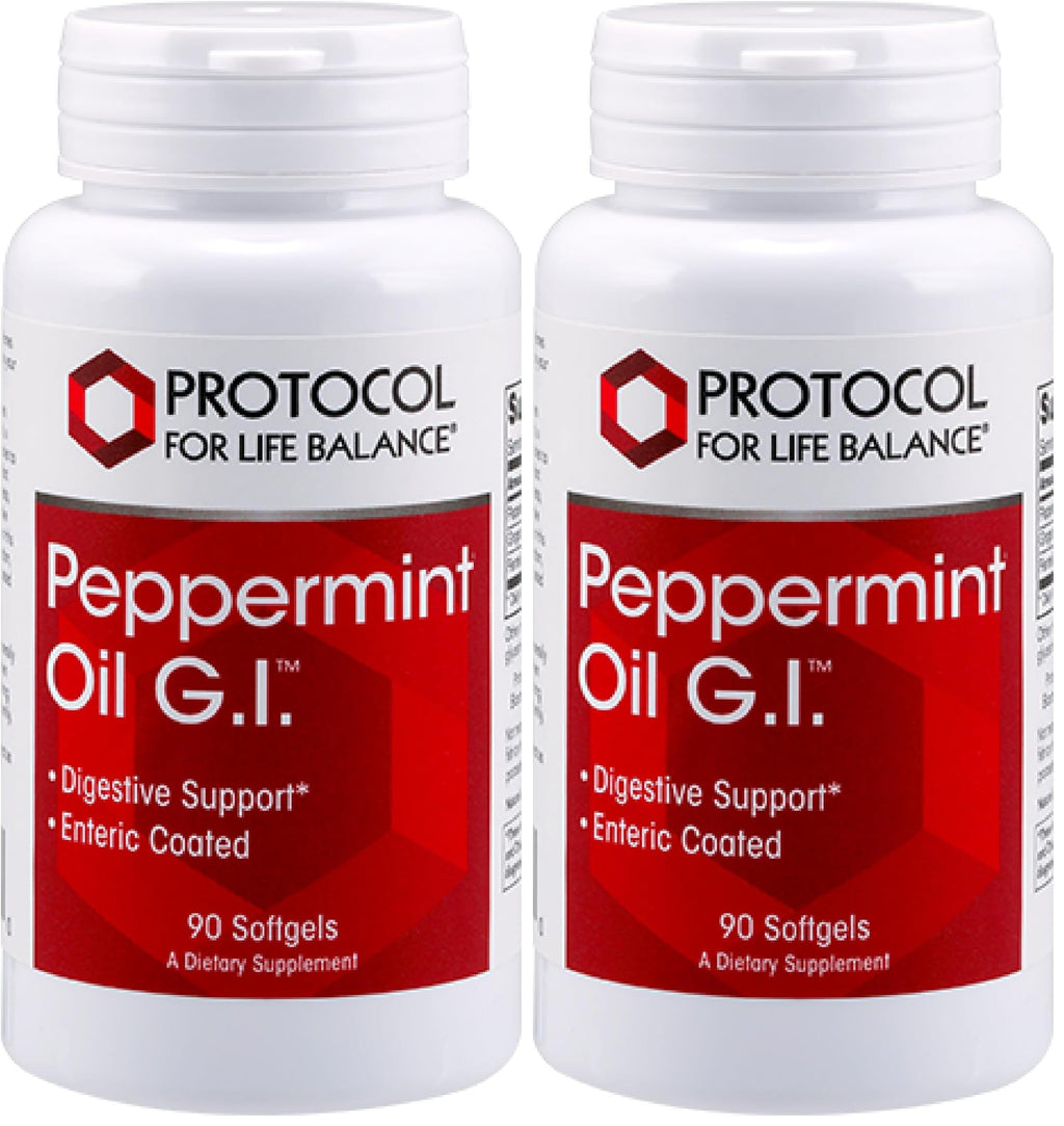 Protocol Peppermint G.I. - Digestive Health Support* | Enteric-Coated with Peppermint, Ginger & Fennel Oils | Dairy Free & Halal | 90 Softgels (Pack of 2)