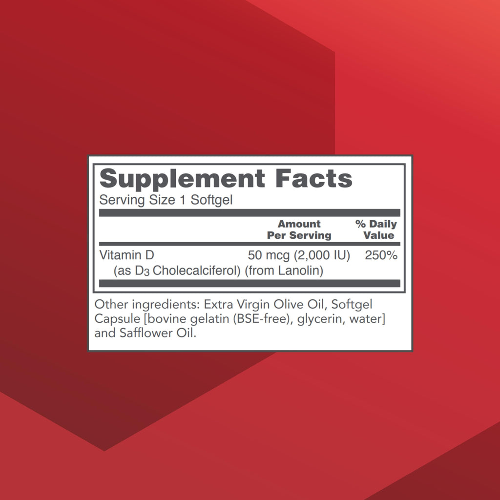 Protocol Vitamin D3 2,000 IU | Immune Support, Healthy Bones & Teeth | 120 Softgels (Pack of 2)
