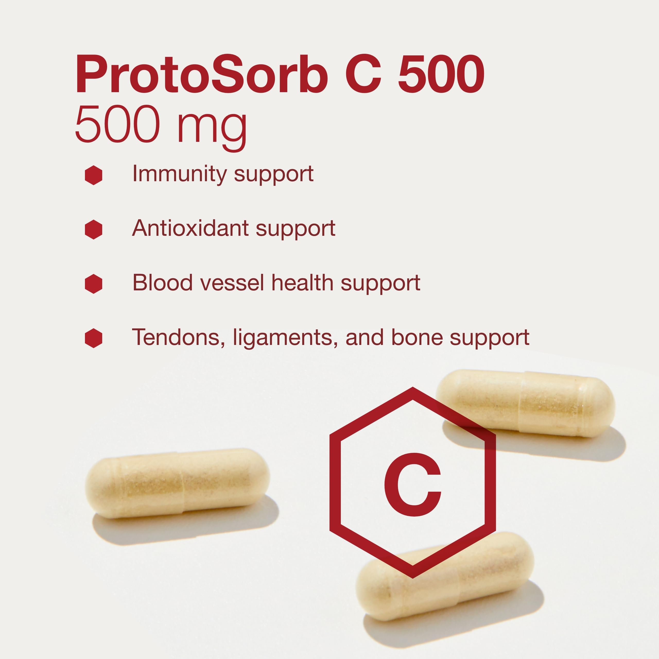 Protocol Protosorb C 500 - Highly Absorbable Vitamin C - for Immune System & Bone Health Supplement* - with Alpha-Lipoic Acid - Buffered, Non-Acidic Vitamin C - 100 Veg Caps