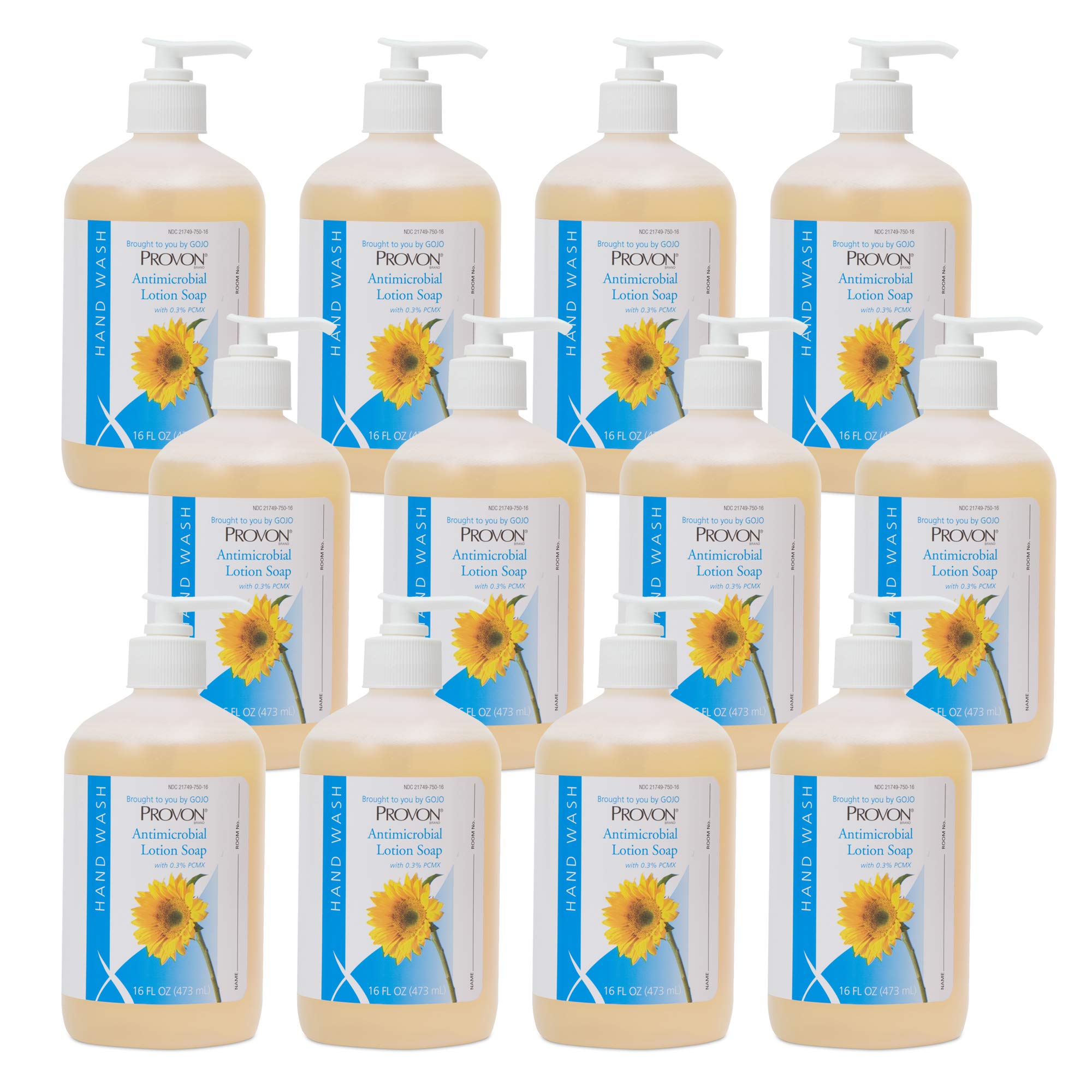 GOJO Provon Antimicrobial Lotion Soap 0.3% PCMX – Citrus Scent, 16 oz Pump, Pack of 12 | 4303-12