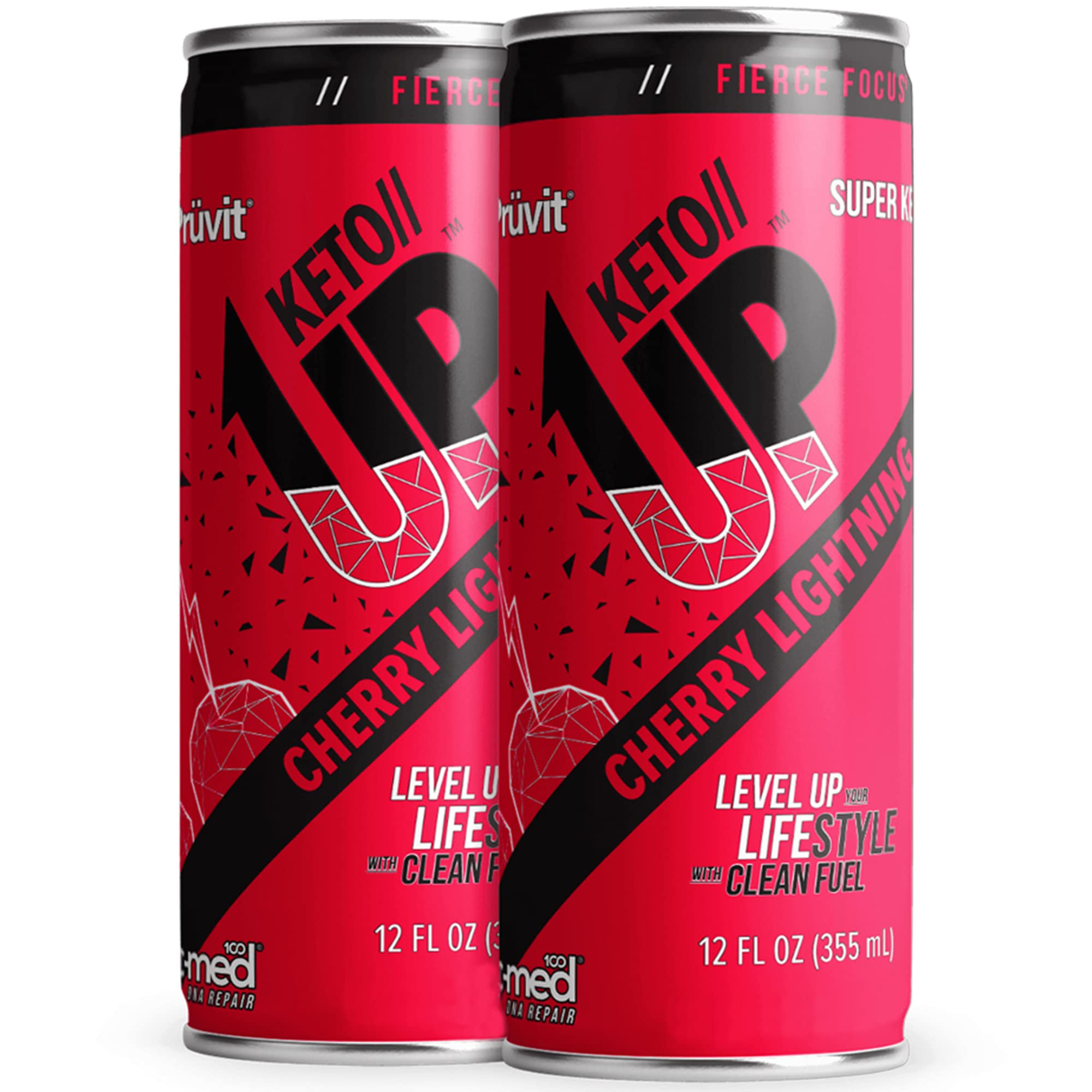 PRÜVIT Cherry Lightning Keto Up Drink – Ready-to-Drink Ketones for Focus (12 Pack)