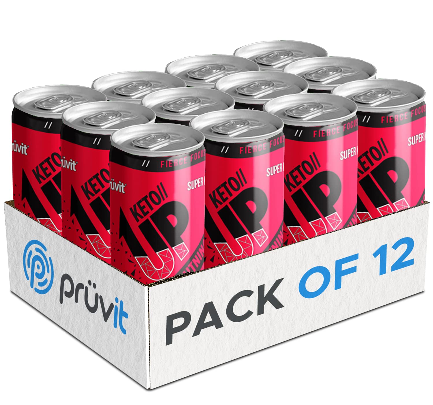 PRÜVIT Cherry Lightning Keto Up Drink – Ready-to-Drink Ketones for Focus (12 Pack)