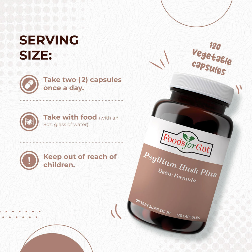 Psyllium Husk Plus Detox Formula – 1080mg, 120 Vegetarian Capsules