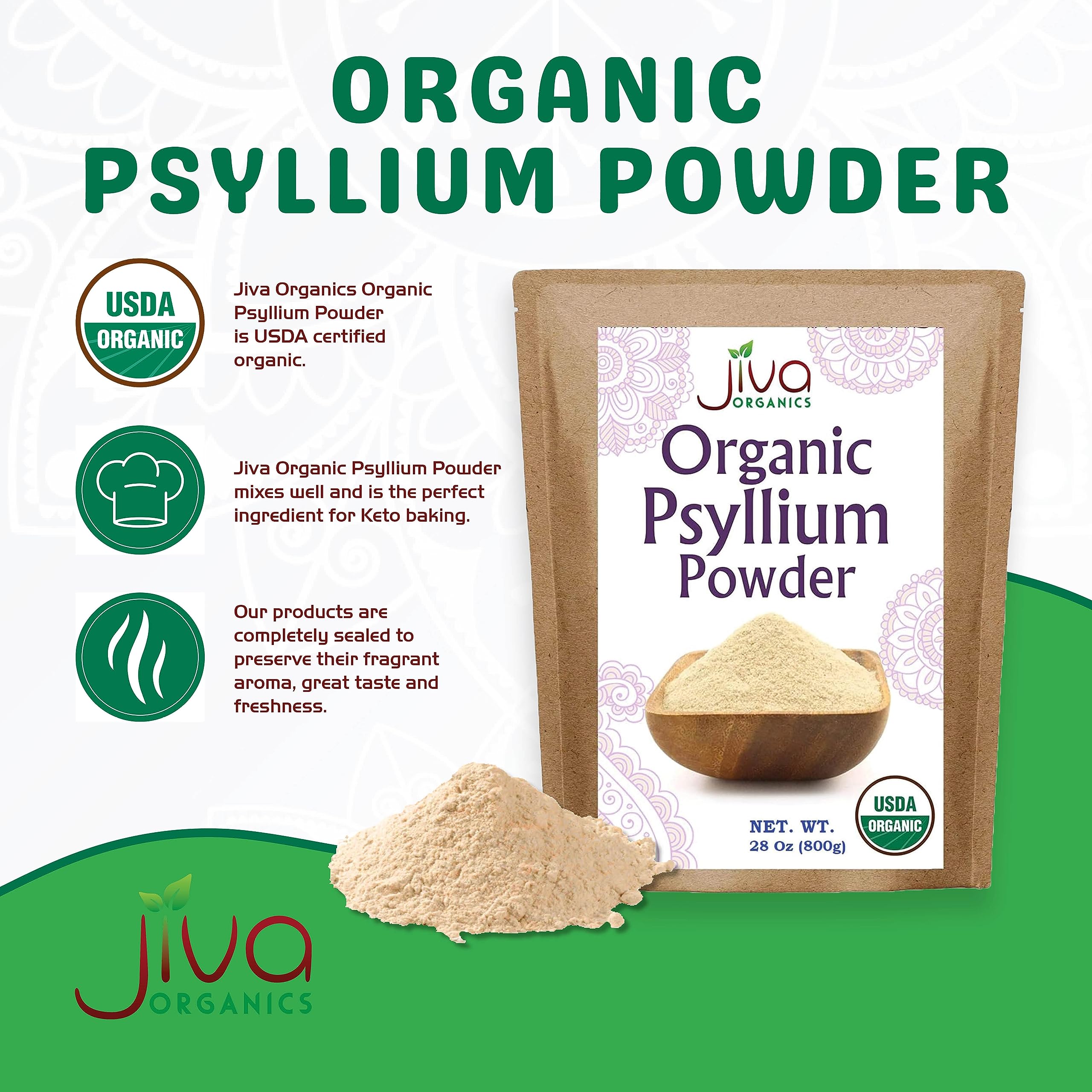 Jiva Organics Psyllium Husk Powder – 1.75 lb, Gluten Free, Fine Ground