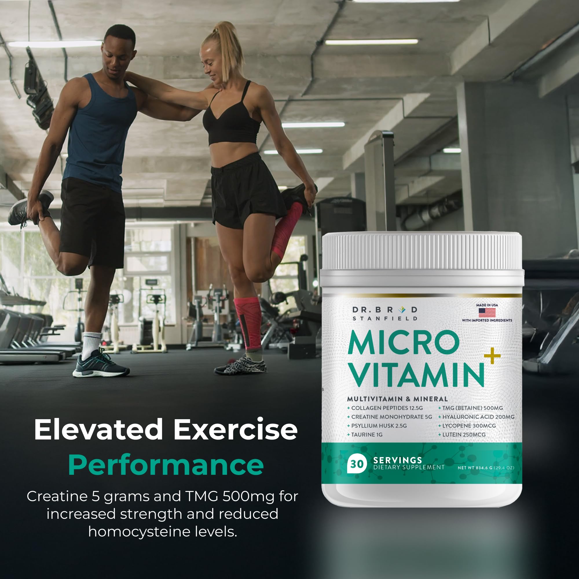 Dr Brad Stanfield MicroVitamin+ Collagen Peptides + Creatine + Hyaluronic Acid (30 Servings, Mixed Berry)
