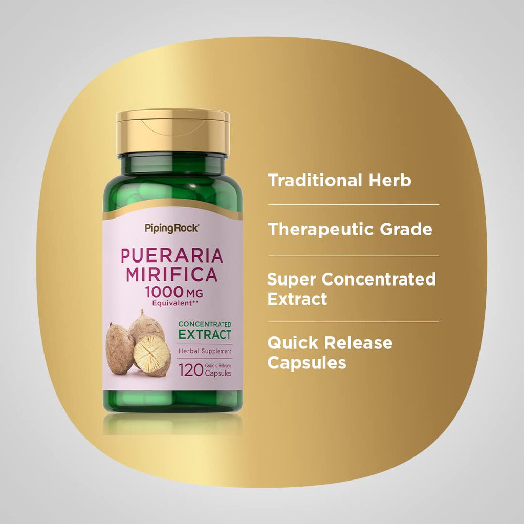 Piping Rock Pueraria Mirifica Capsules 1000mg - 120 Pills - Gluten Free, Non-GMO