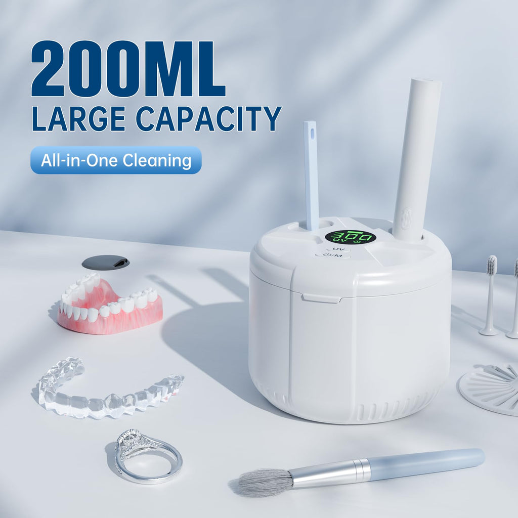 45kHz Ultrasonic Retainer Cleaner – 200ml, 3 Modes, Dentures & Aligners | PUFTEM