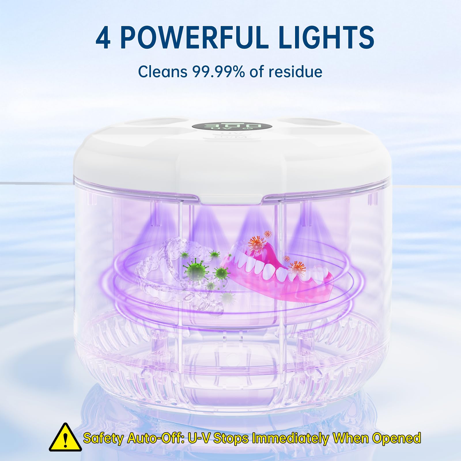 45kHz Ultrasonic Retainer Cleaner – 200ml, 3 Modes, Dentures & Aligners | PUFTEM