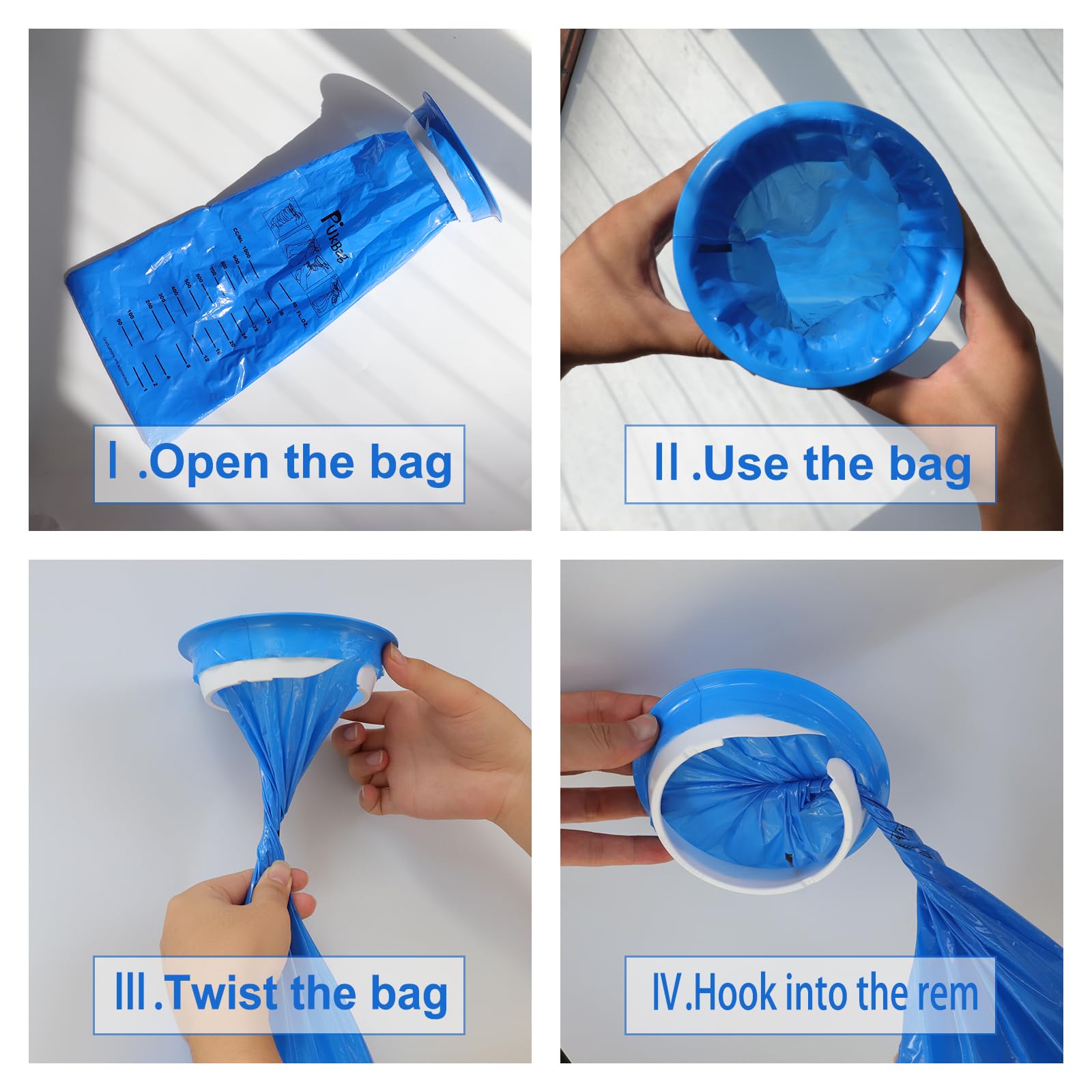 PukeBag Vomit Bags – 40 Pack Disposable Barf Bags for Travel, Car Sickness & Nausea