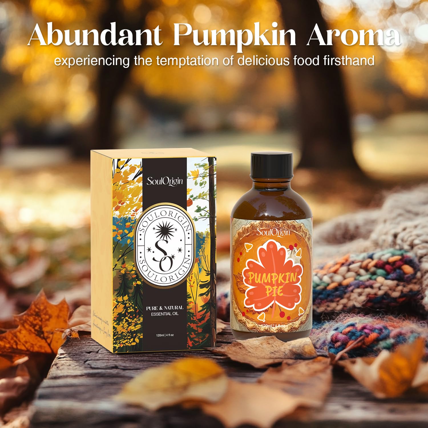 SoulOrigin Pumpkin Pie Essential Oil 120ml – Cozy Fall Fragrance for Diffusers & DIY