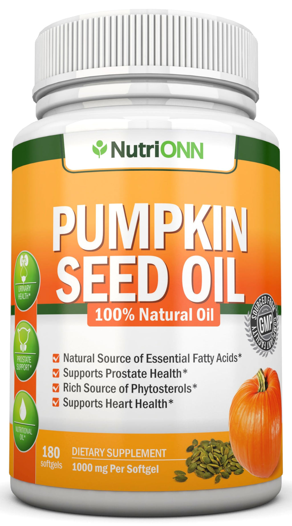 Pumpkin Seed Oil 1000MG - 180 Softgels | Cold-Pressed Natural