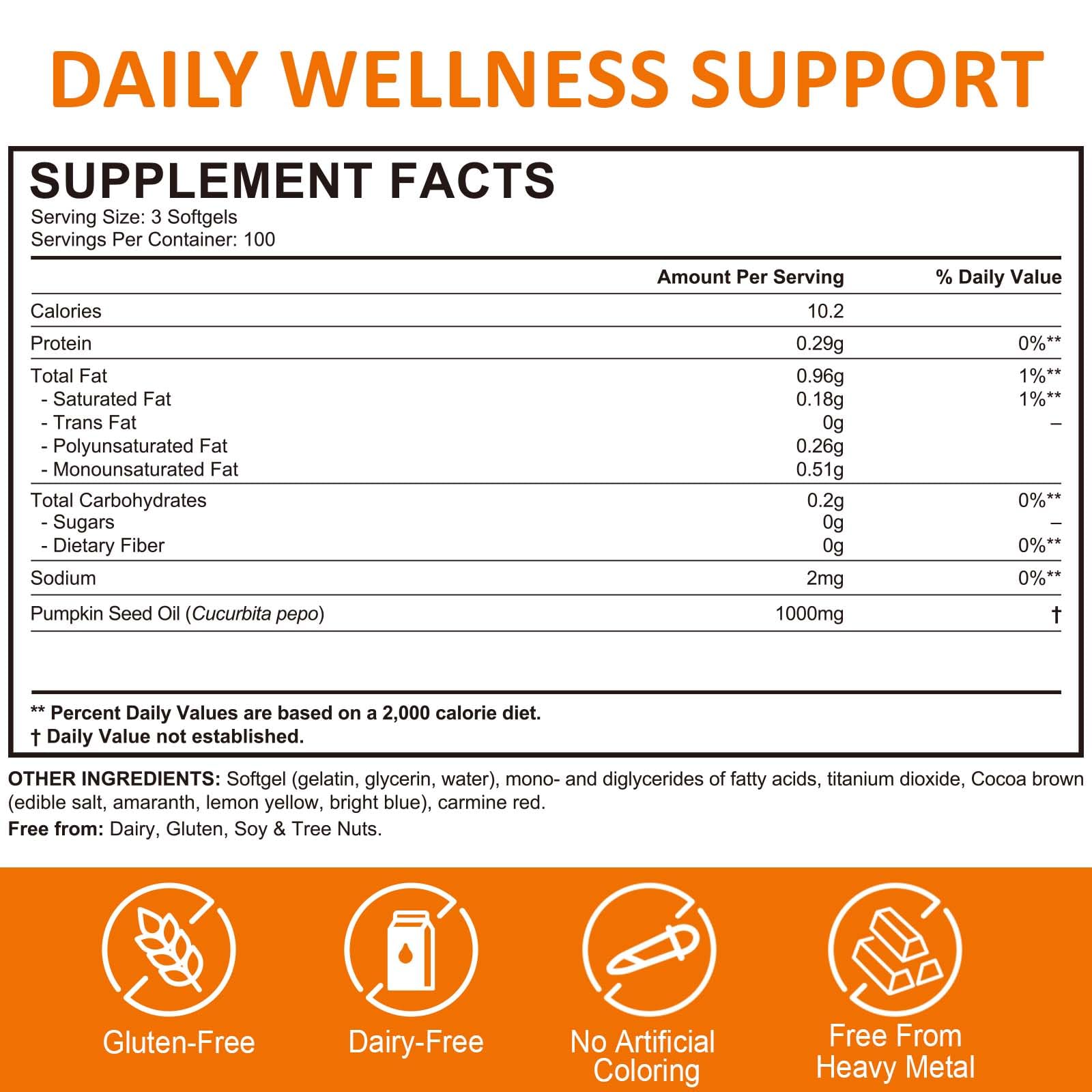 Pumpkin Seed Oil Capsules 1000mg – Cold-Pressed, Hair Growth | 300 Softgels