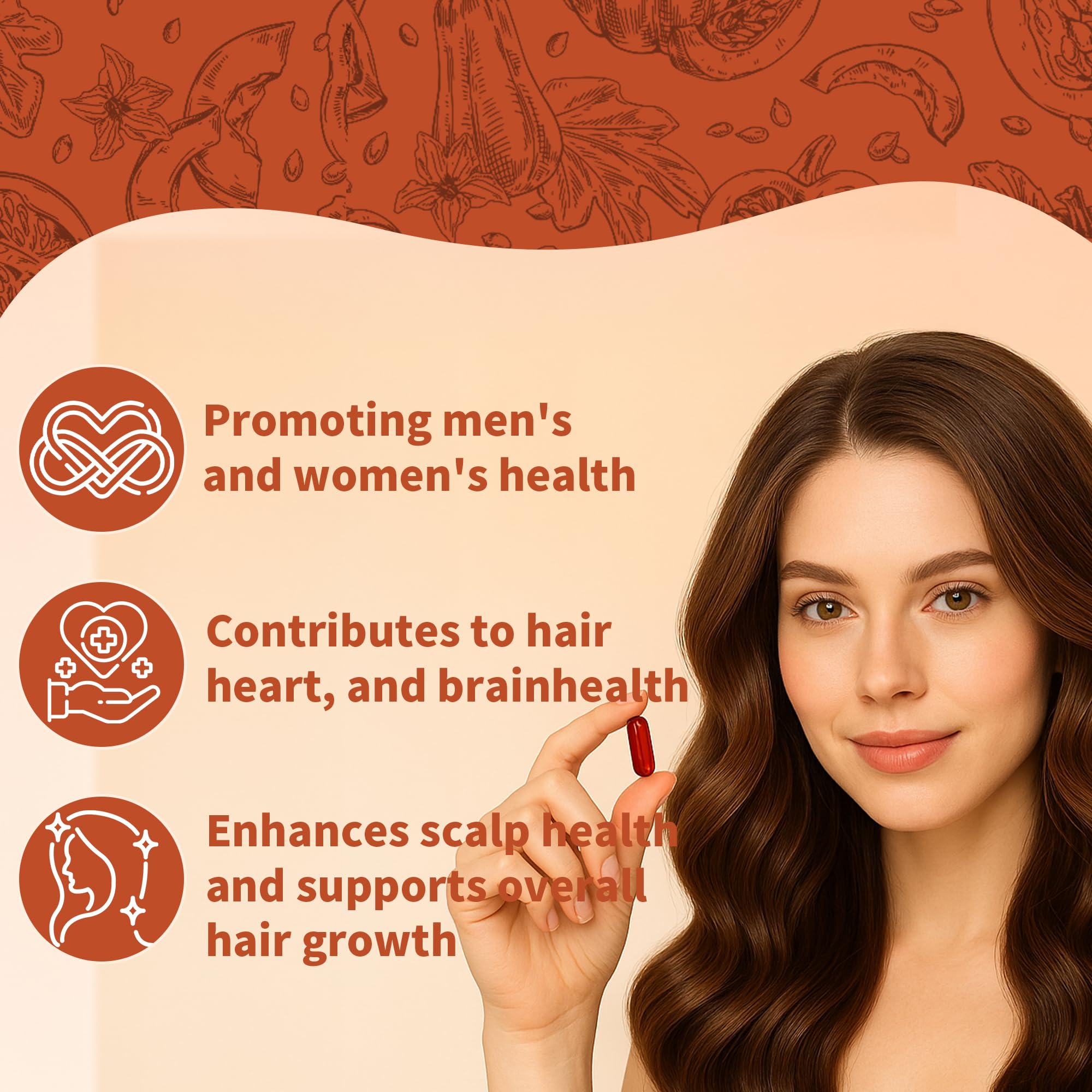 Shwfhi Ovela Pumpkin Seed Oil Capsules for Hair Growth – 2 in 1 Formula with Saw Palmetto | Non-GMO, Gluten Free | 200 Softgels