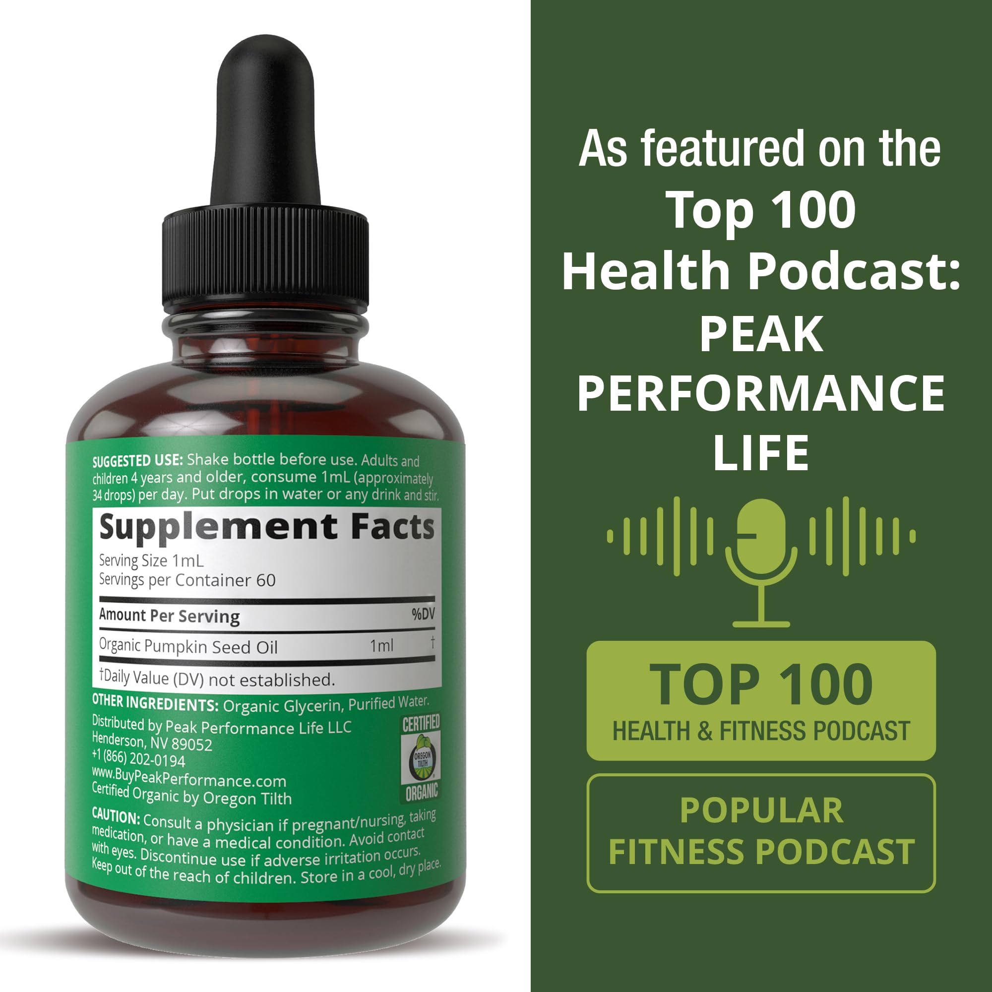 Pumpkin Seed Oil Drops – USDA Organic, Vegan, Gluten Free | Hair & Skin Health, Prostate Support