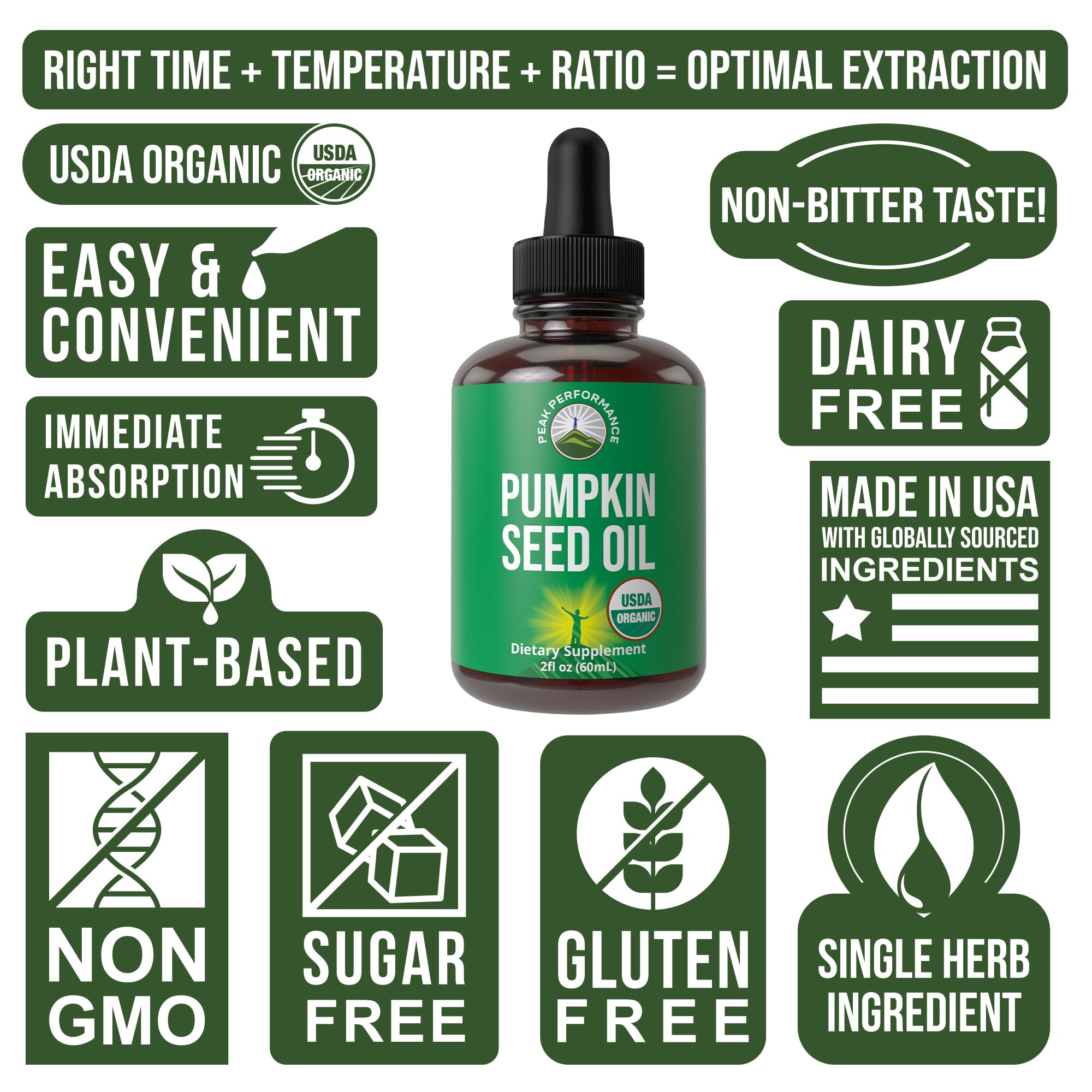 Pumpkin Seed Oil Drops – USDA Organic, Vegan, Gluten Free | Hair & Skin Health, Prostate Support
