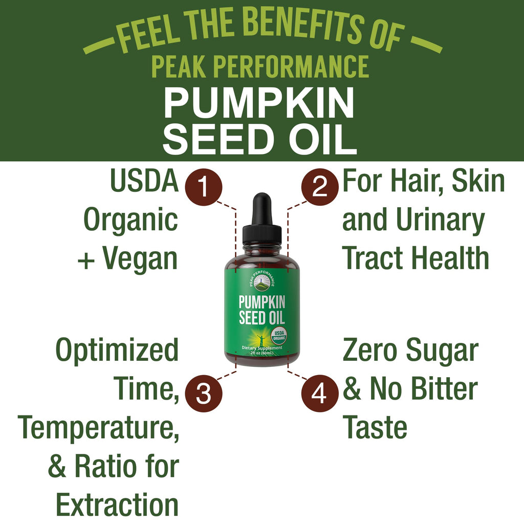 Pumpkin Seed Oil Drops – USDA Organic, Vegan, Gluten Free | Hair & Skin Health, Prostate Support