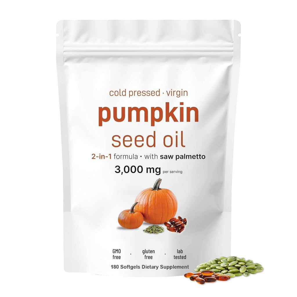 Pumpkin Seed Oil with Saw Palmetto 3000mg – 180 Softgels – Cold Pressed