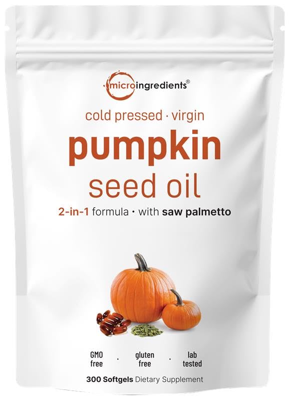 Pumpkin Seed Oil with Saw Palmetto – Micro Ingredients, 300 Softgels (Cold Pressed, Non-GMO)