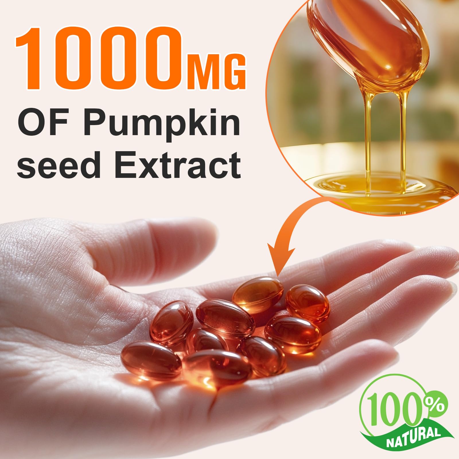 Pumpkin Seed Oil with Saw Palmetto Capsules, 1000mg per Serving – Prostate & Bladder Health, Non-GMO, 300 Softgels