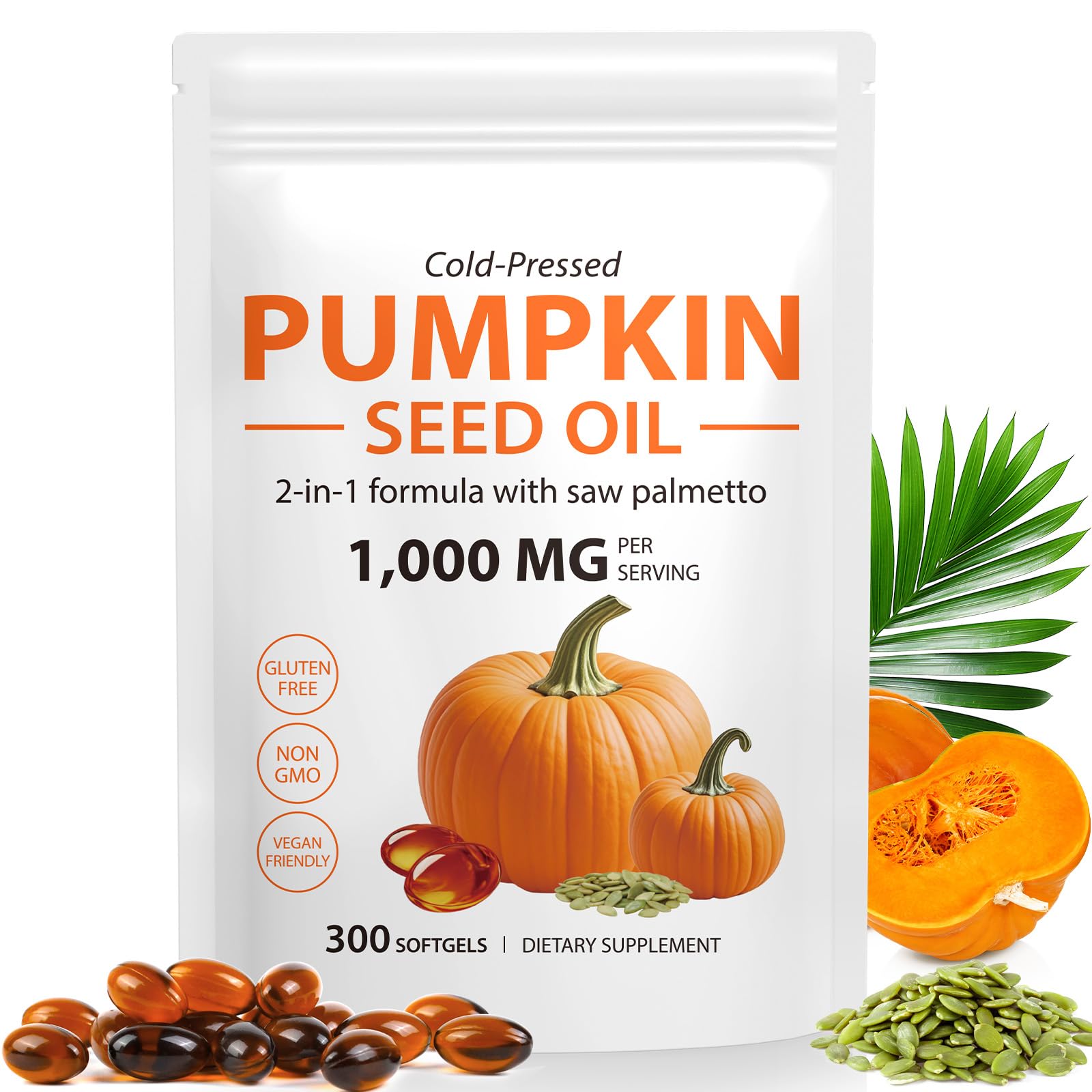 Pumpkin Seed Oil with Saw Palmetto Capsules - 2-in-1 Hair & Heart Support