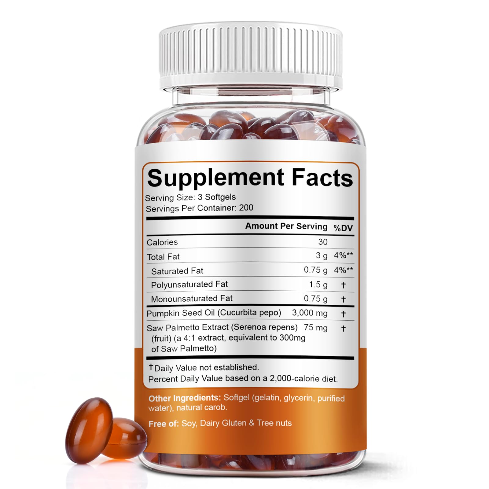 Pumpkin Seed Oil with Saw Palmetto Softgels - 3000mg | 600 Softgels | Cold-Pressed | Non-GMO