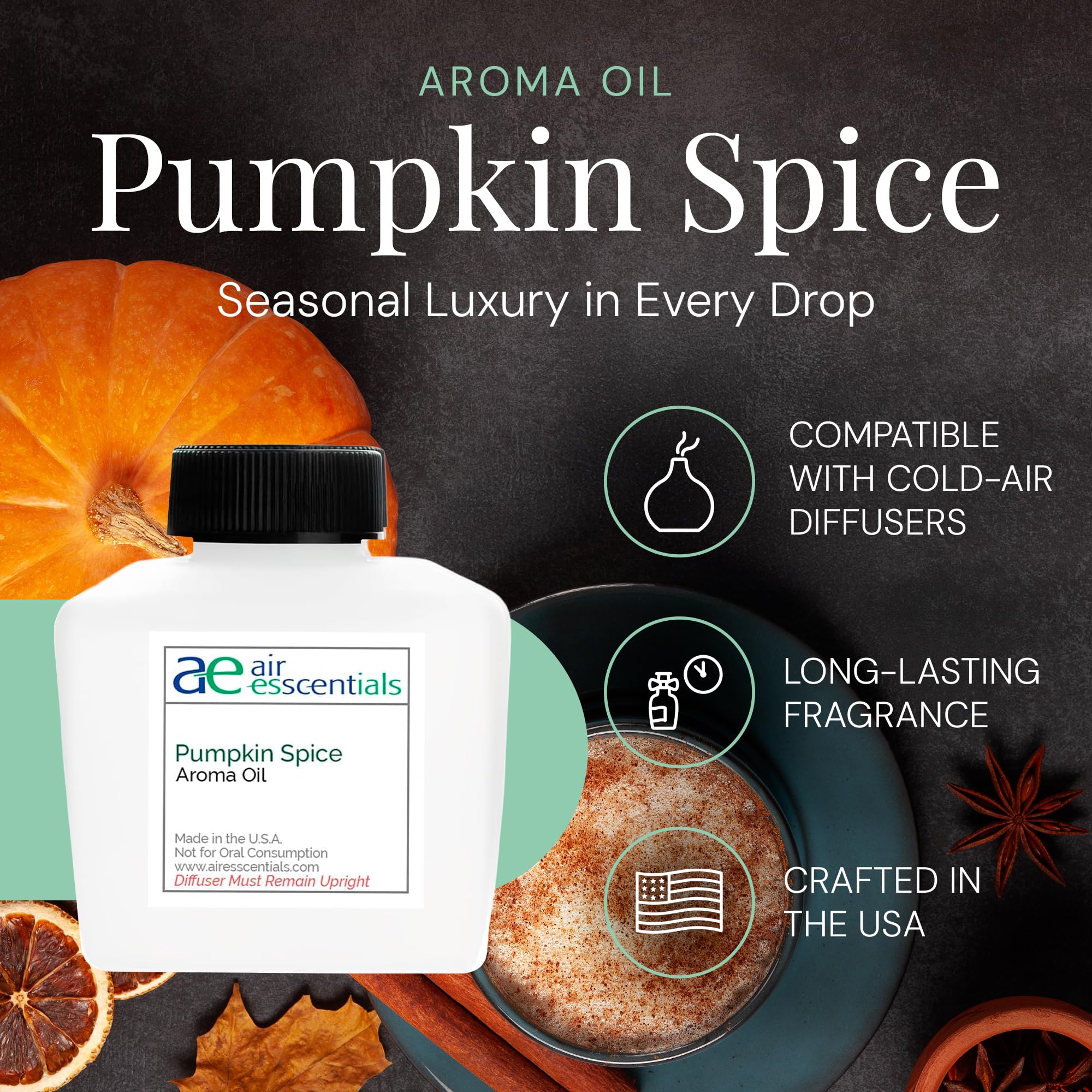 Pumpkin Spice Aroma Oil – Seasonal Diffuser Blend for Cold-Air Diffusers (100mL)